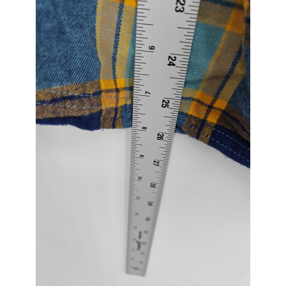 Eastern Mountain Sports EMS Womens M Blue Yellow Plaid Cotton Flannel Shirt - Picture 4 of 8
